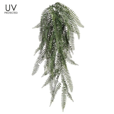 Allstate UV & FR Boston Fern Hanging Bush 34" - Artificial Non-Flowering Plants Silk