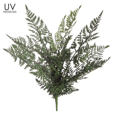 Allstate UV & FR Leather Fern Bush Green 18" - Artificial Non-Flowering Plants Silk