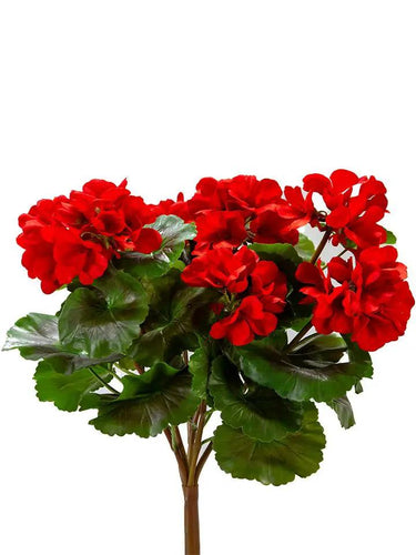 AmBest UV Geranium Bush Red 17" - Artificial Flowering Plants Silk