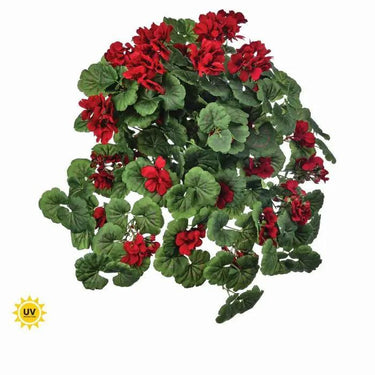 Regency UV Geranium Hanging Bush Red 27" - Silk