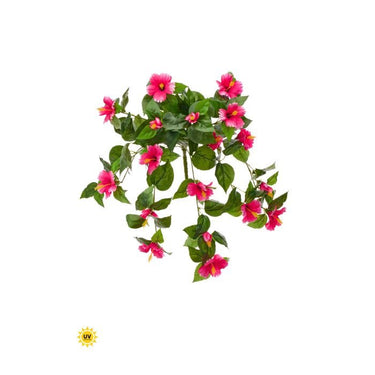 Regency UV Hibiscus Hanging Bush Hot Pink 27" - Artificial Flowering Plants Silk