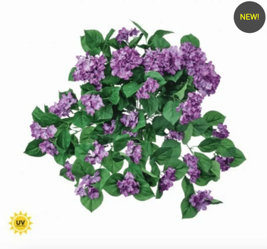 Regency UV Hydrangea Hanging Bush Lavender 27" - Artificial Flowering Plants Silk