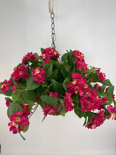 Evergreen Home and Floral UV Hydrangea Hot Pink Hanging Basket - Uncategorized