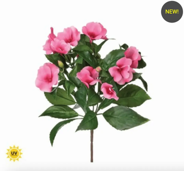 Regency UV Impatiens Plant Hot Pink 10" - Artificial Flowering Plants Silk