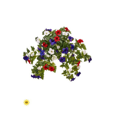 UV Petunia Hanging Bush Red - White - Blue 26" - Evergreen Home and Floral