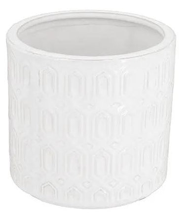 A&B White Ceramic Geometric Planter (2 Sizes) 6-7" - Uncategorized Merchandise