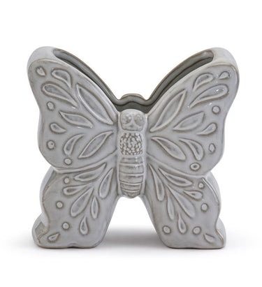 Napco White Embossed Butterfly Planter 4.25" x 4.75"H - Planters Merchandise
