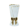 A&B White-Gold Ceramic Bow Vase 6" x 12 - Vases Merchandise