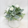 Supreme White Mini Ranunculus with Pitcher 9" - Artificial Flowering Plants Silk