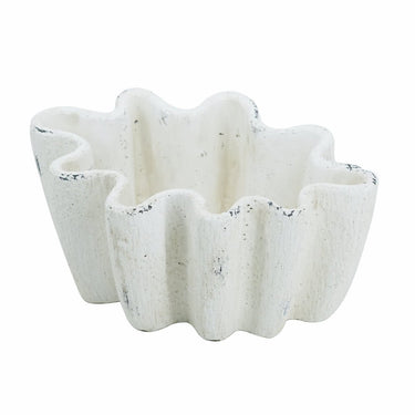 White Wavy Planter 10" - Evergreen Home and Floral