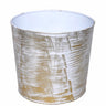 SNK White/Gold Metal Round Planter 4"H x 5"D - Planters Merchandise