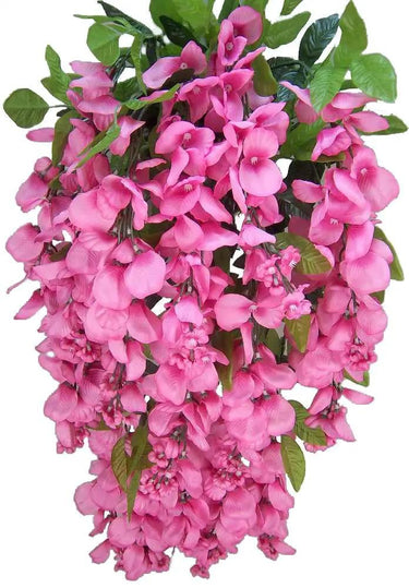 GSC Wisteria Hanging Bush Light Pink (Orchid) - Artificial Flowering Plants Silk