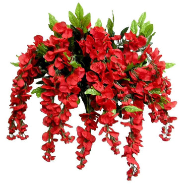 GSC Wisteria Hanging Bush Red - Artificial Flowering Plants Silk