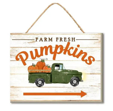 Wood - Jute Farm Fresh Pumpkins Sign 6.5" x 5" - Evergreen Home and Floral
