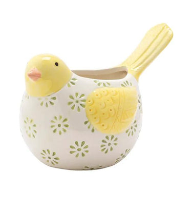 Napco Yellow-White Floral Bird Planter 7"L x 3.25"H - Planters Merchandise