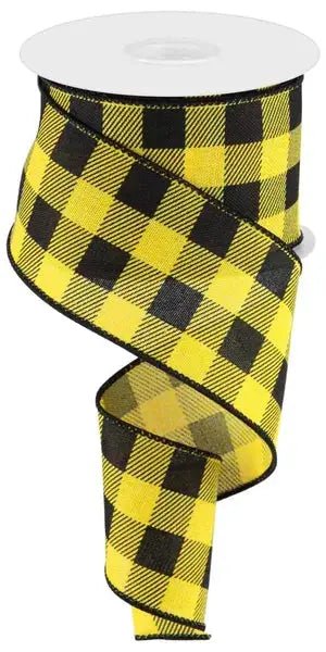 Yellow/Black Buffalo Plaid Ribbon 2.5" X 10Yd - Evergreen Home and Floral