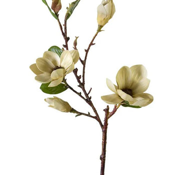 Magnolia Tree Spray Gold Silk 34-inch by AmBest featuring cream blossoms on a brown branch