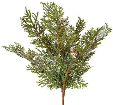 AmBest Snowy Cedar/Pinecone Spray 11" - Artificial Non-Flowering Plants Silk