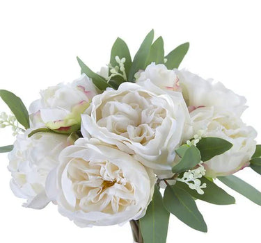 AmBest Fresh Touch Rose/Peony Bundle w/ Eucalyptus Cream 12" - Artificial Flora Silk