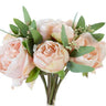 AmBest Fresh Touch Rose/Peony Bundle w/ Eucalyptus Bouquet Cream-Light Coral 12" - Uncategorized Silk