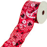 Ribbon AmBest red paisley wire-edge, 2-1/2in x 10yd on spool