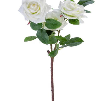 AmBest Open Rose Spray White 26" - Artificial Flowering Plants Silk