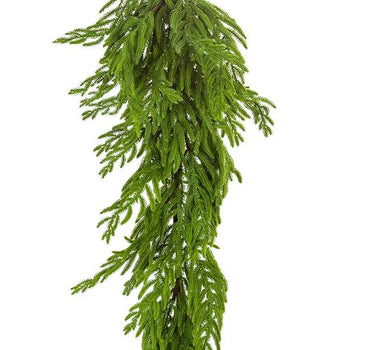 AmBest Norfolk Pine Teardrop 40in silk artificial plant, hanging green foliage