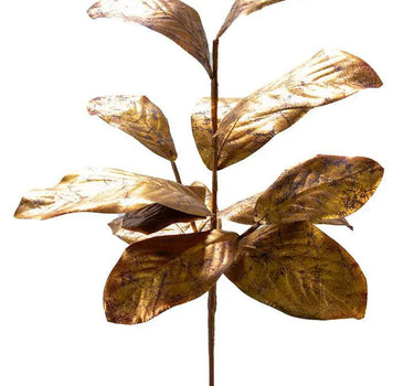 AmBest Magnolia Leaf Branch Gold/Brown 37" - Artificial Non-Flowering Plants Silk