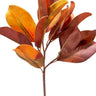 Silk fall magnolia leaf pick, brown/orange/green leaves, 20in stem, AmBest