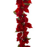 Silk poinsettia garland, red, 6 ft long, AmBest brand