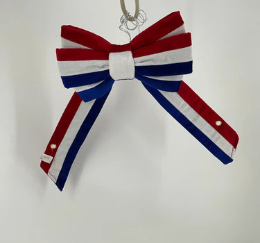 Direct Export Red, White, and Blue 4th of July Velvet Stripe Bow 20"X10" - Uncategorized Silk