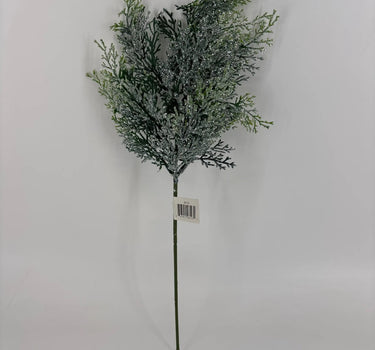 Le Fleur Cedar Spray Iced 15.5" - Artificial Non-Flowering Plants Silk