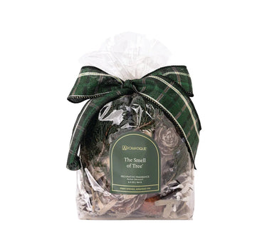Smell of the Tree potpourri bag by Aromatique in green plaid ribbon.