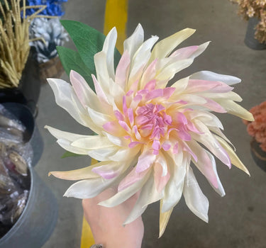 Direct Export Dahlia Stem Cream/Pink 27.5" - Artificial Flowering Plants Silk
