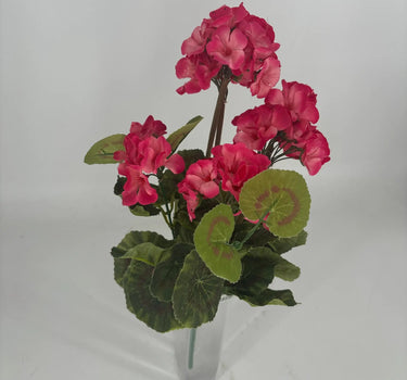 Le Fleur Geranium Bush 17" Hot Pink - Artificial Flora Hanging Basket & Porch Pots