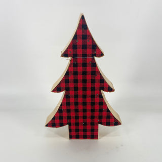 LED Light-Up Check Tree Red-Black 13.5"