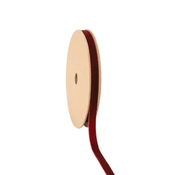 Bordeaux velvet ribbon on wooden spool, 3/8in wide, 10yd, La Ribbons