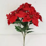 Supreme Glitter Poinsettia Bush x5 Red 22" - Artificial Flowering Plants Silk