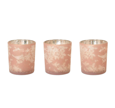 Melrose Glass Pink Votive Holder 3"D x 3.5"H - Candle Holders Merchandise