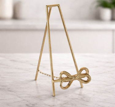 Iron-Resin Gold Bow Easel 12.5"H