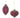 Two burgundy glass ornaments with white piping, gold caps, and hanging strings