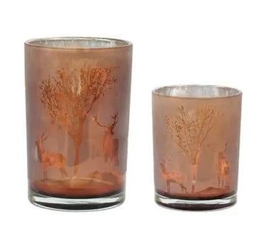 Glass Orange Deer Candle Holder (2 Sizes)