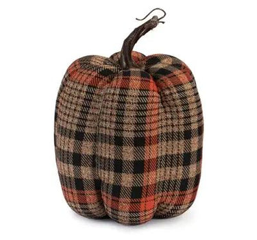 Fabric/Foam Plaid Orange-Brown Pumpkin (2 Sizes)