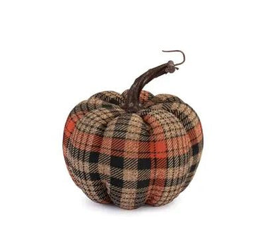 Fabric/Foam Plaid Orange-Brown Pumpkin (2 Sizes)
