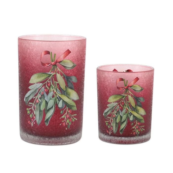 Glass Mistletoe Candle Holder (2 Sizes)