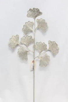 Supreme Ginkgo Leaves Spray Champagne 28" - Uncategorized Silk