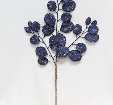 Glitter Apple Leaf Spray Dark Blue 24''