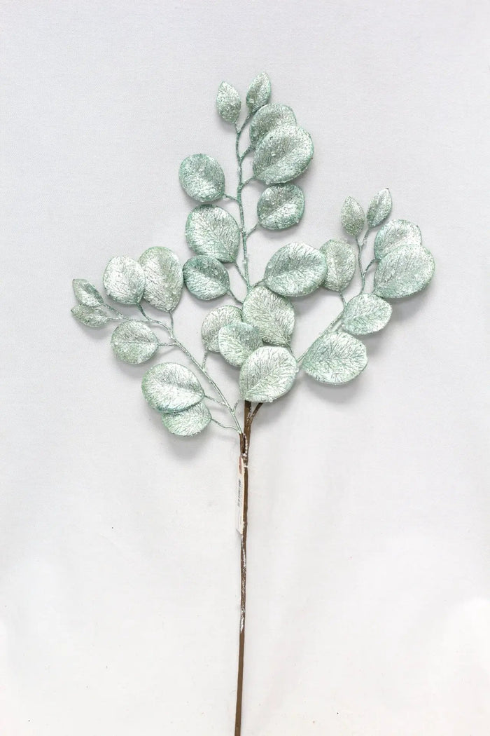 Glitter Apple Leaf Spray Light Blue 24''