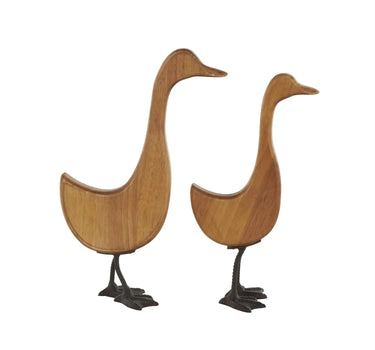 Deco Marché Brown Wood/Metal Duck Sculpture (2 Sizes) - Sculptures & Statues Merchandise