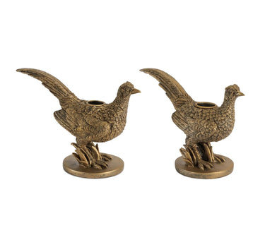 Resin Pheasant Taper Candle Holder (2 Sizes)